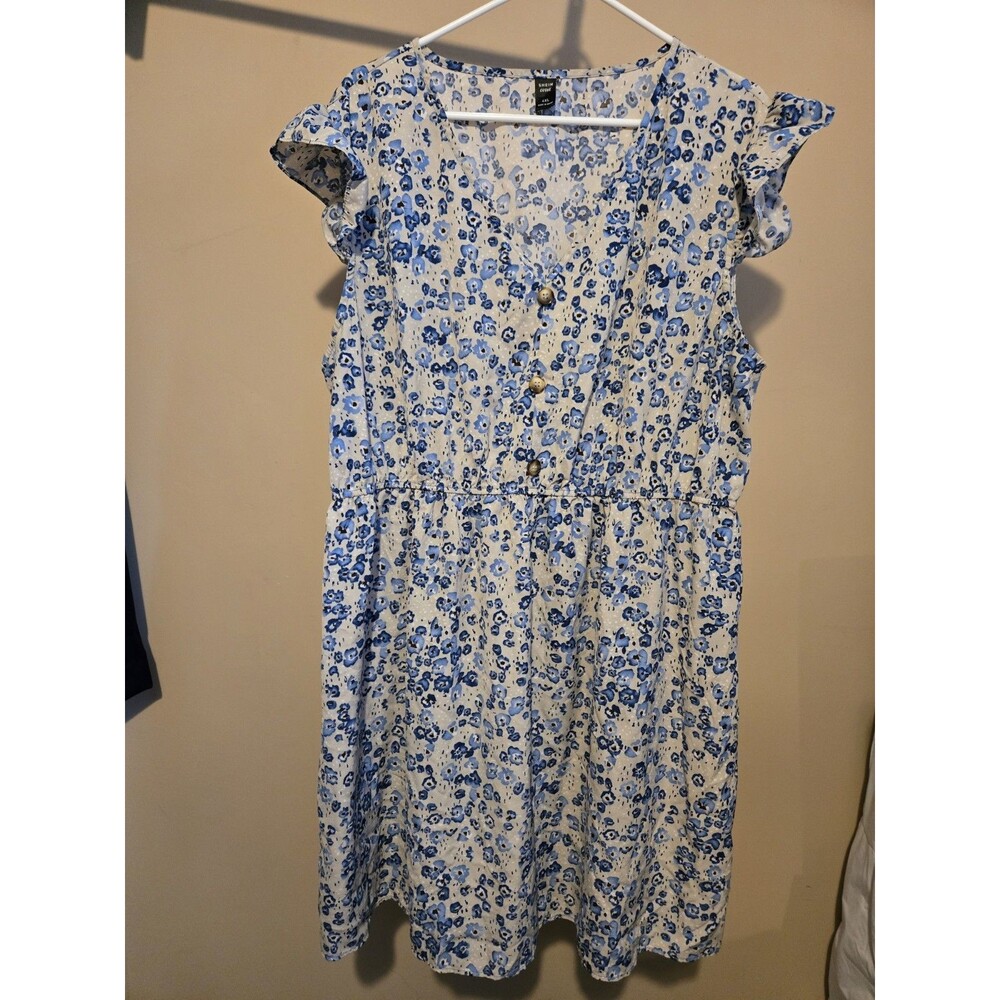 Shein Curve Women's Plus Size 4XL Dress Floral Beige Blue White